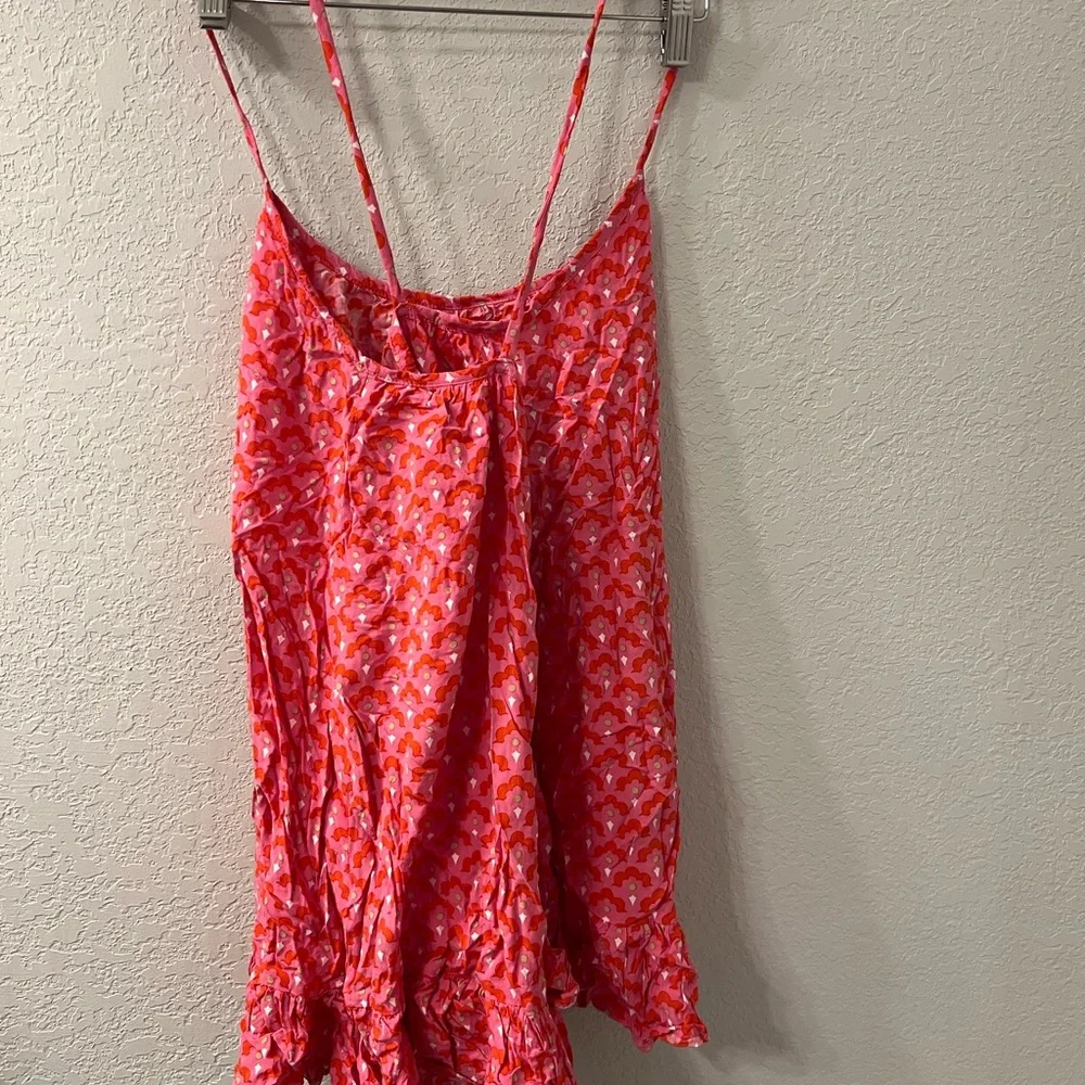 Mele Beach swimsuit cover‎ up. Free size. One size. Pink eyelet with pompoms.
